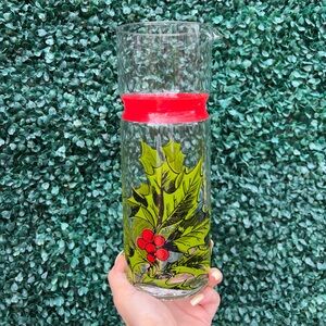 Vintage Christmas glass decanter, juice jug/ water jug